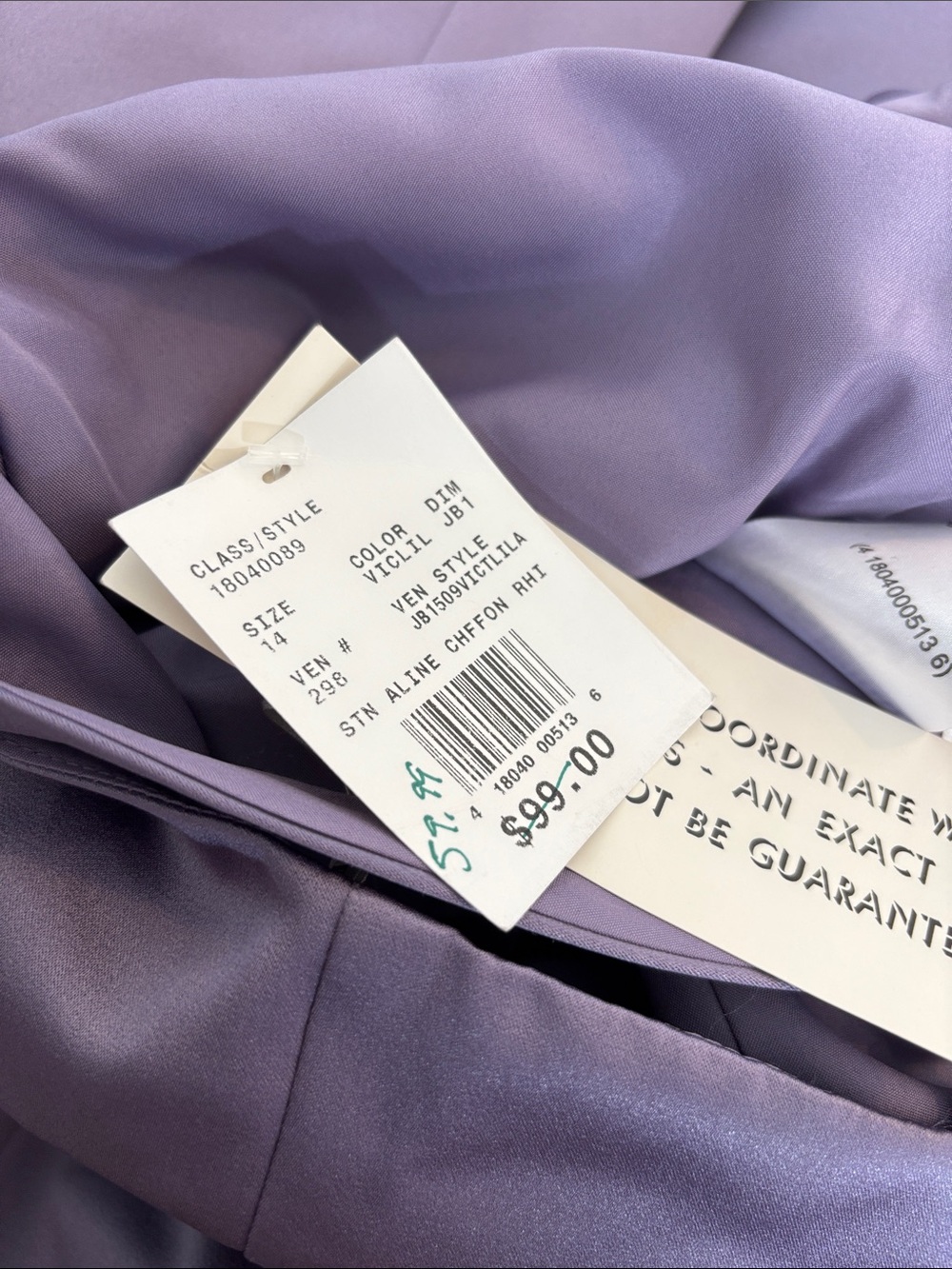NWT! David's Bridal Lavender Satin Gown with Side Bow - Picture 9 of 10